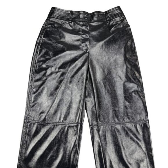 WILFRED Aritzia Funk Glossy Vinyl High Rise Slim Fit Pant Sz 2 Black - Picture 4 of 8